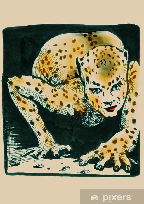 lady naken leopard
